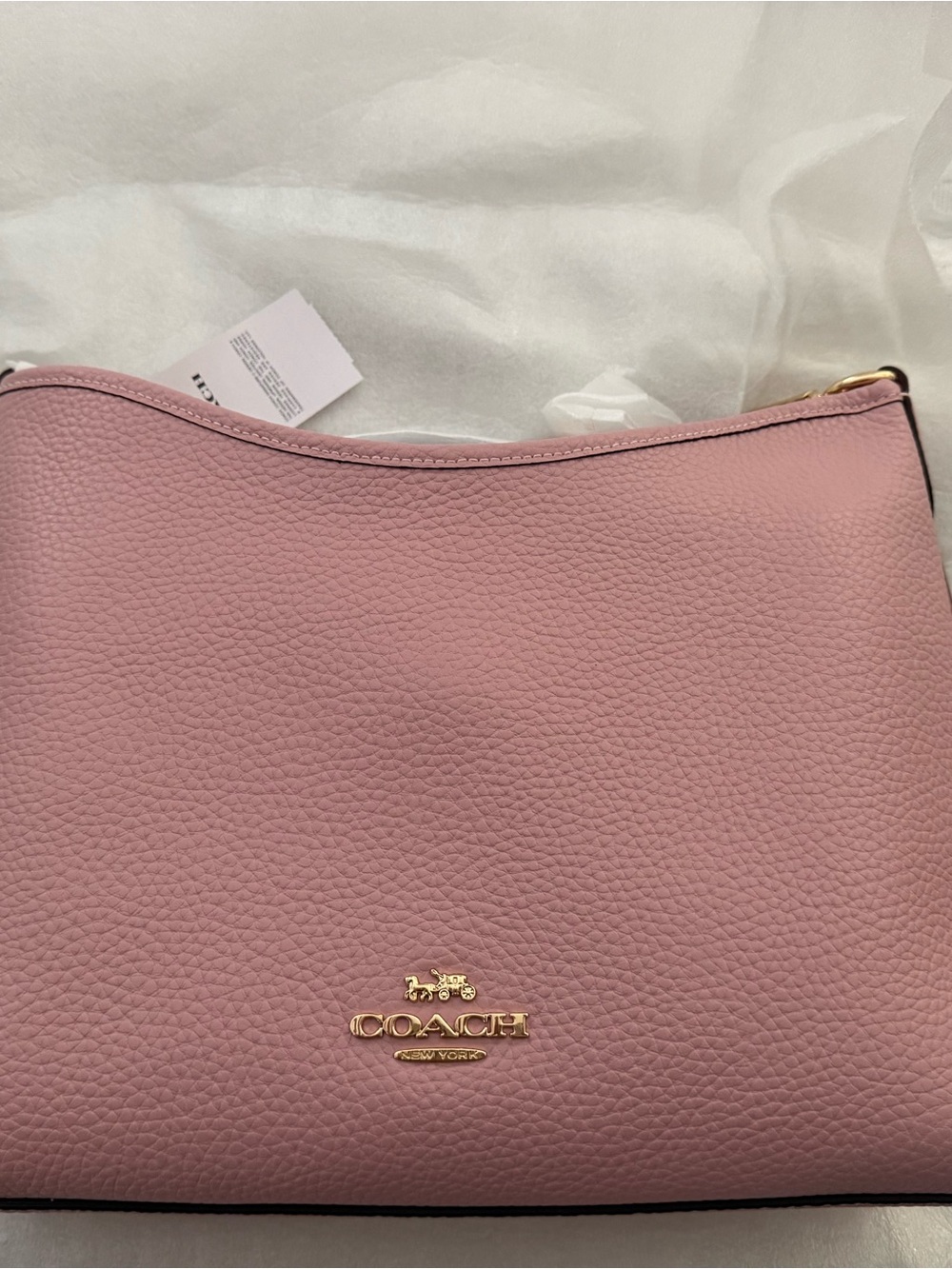 Coach Pebbled Leather Shoulder Bag in Carnation with Gold Hardware - Picture 3 of 8